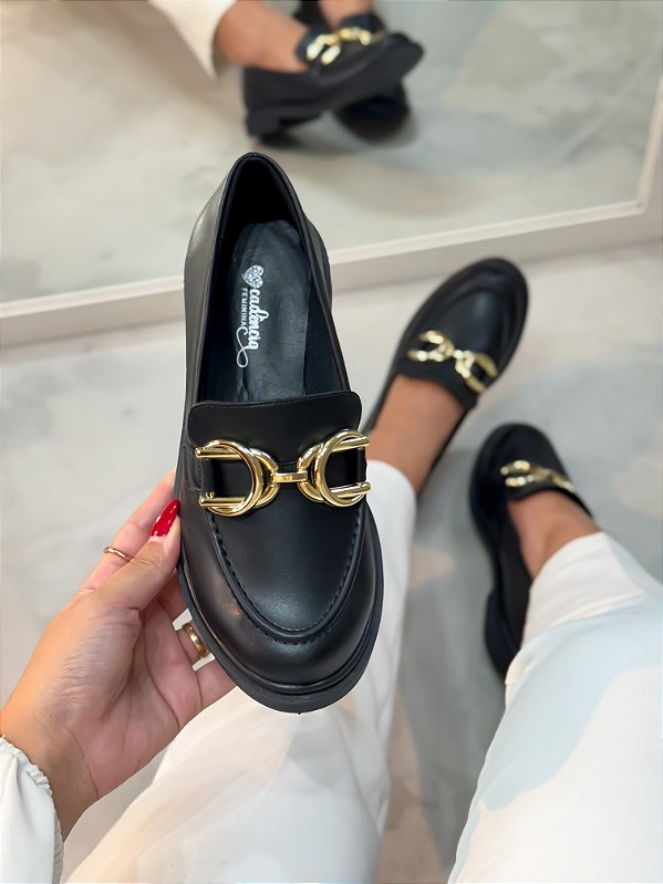 Mocassim Feminino Mona Preto
