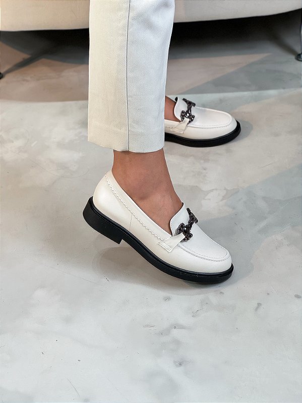Mocassim Feminino Raquel Off-White