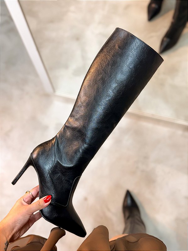 Bota Feminina Mirela Preta Cano Longo