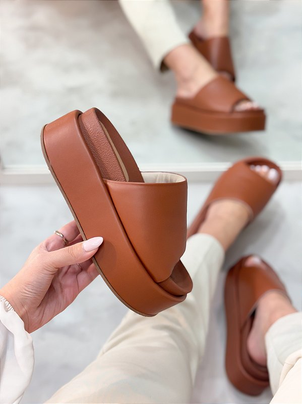 PRÉ VENDA - Birken Flatform Feminina Maya Camel
