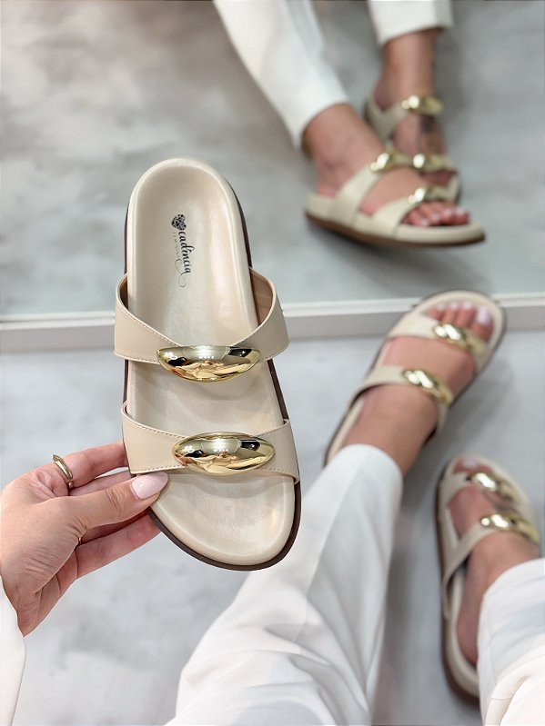 Birken Feminina Ester Off-white em Couro