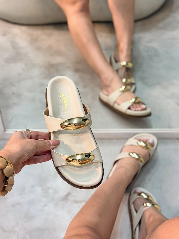 Birken Feminina Ester Off-white em Couro