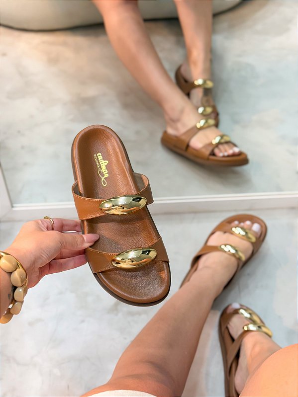 Birken Feminina Ester Camel em Couro