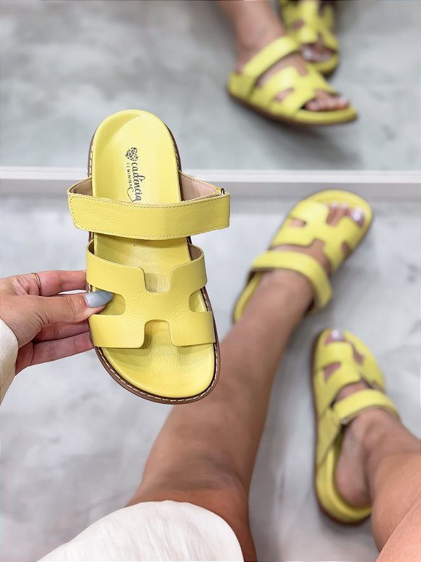 Birken Feminina Ágata Amarelo manteiga em Couro