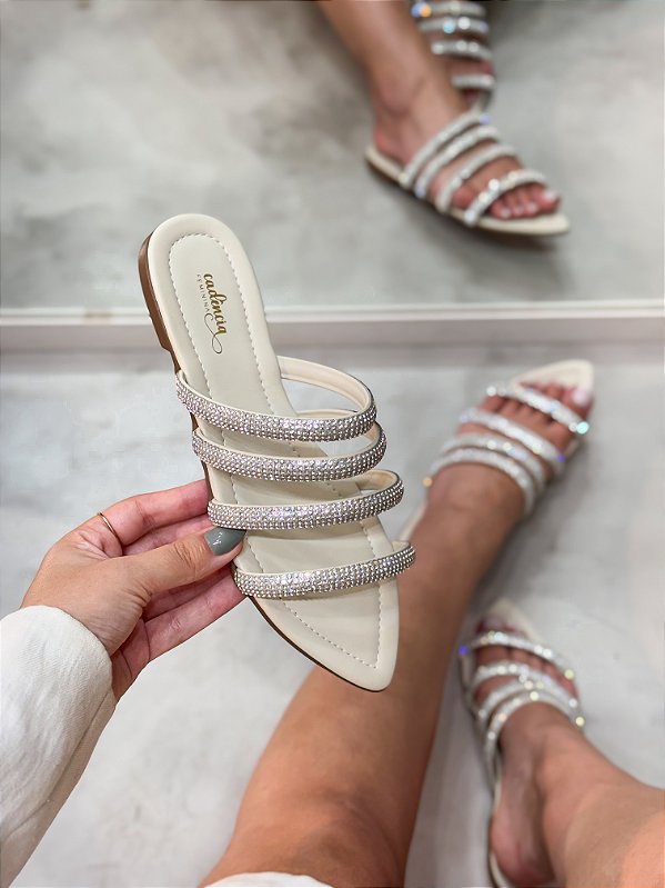Rasteira Feminina Carine Off-White