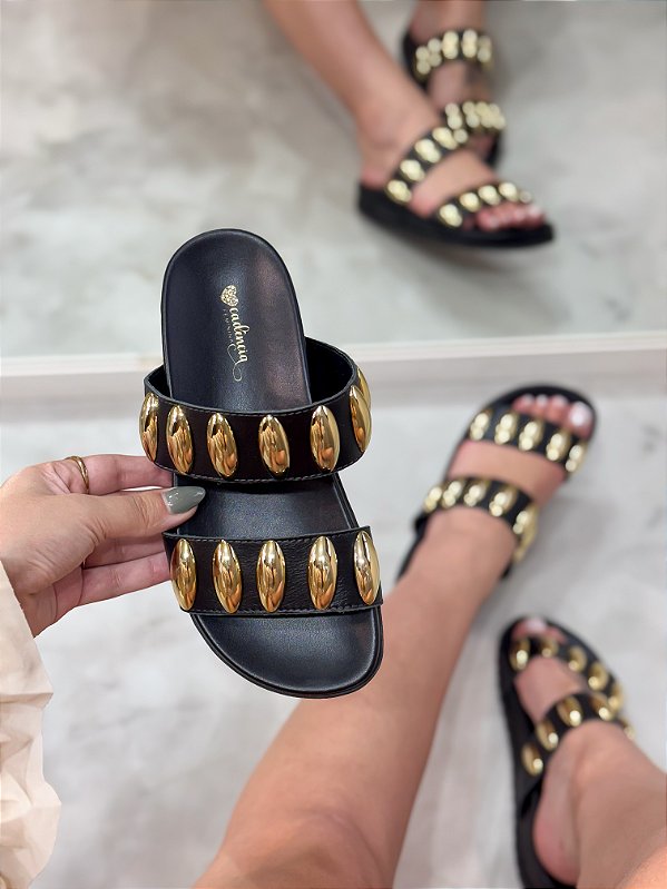 Birken Feminina Meire Preta em Couro