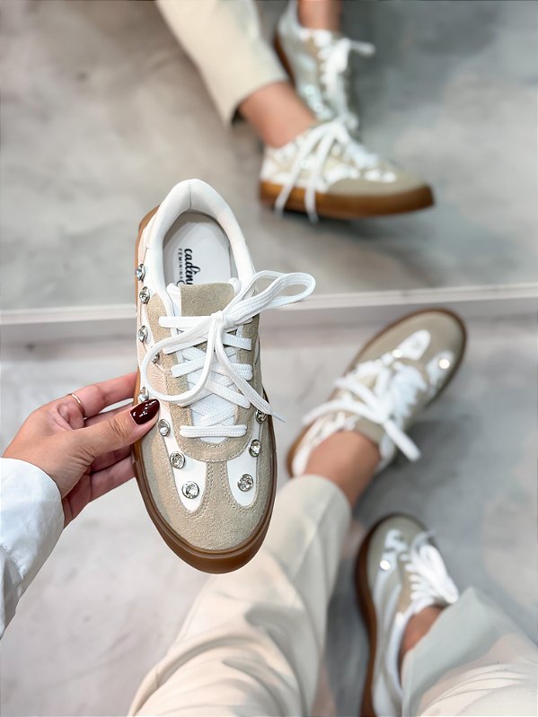 Tênis Feminino Aurora Branco/Bege