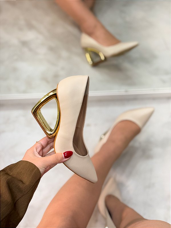 Scarpin Feminino Mayra Nude Salto Arquitetônico