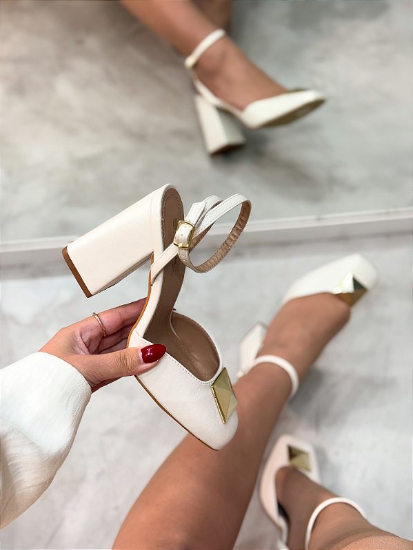 Sapato Scarpin Feminino Valen Off-White