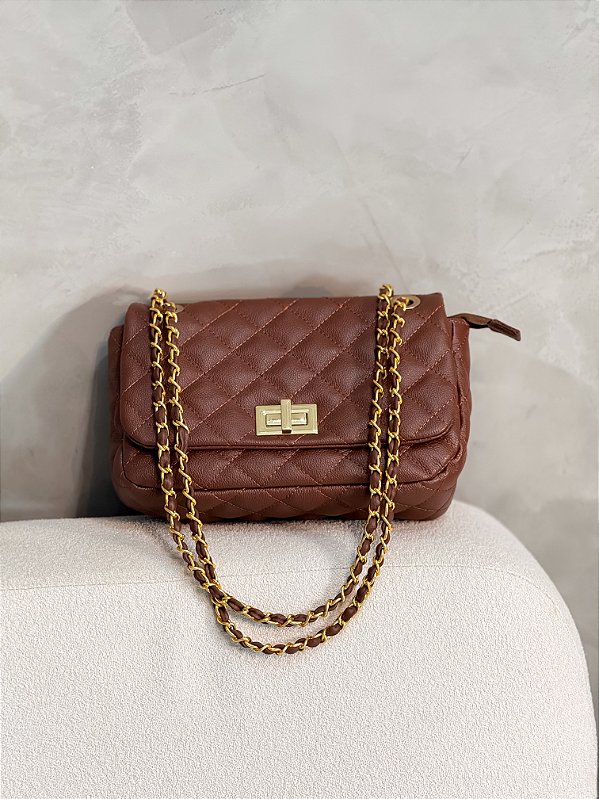 Bolsa Feminina Dubai M em Marrom Couro Legítimo