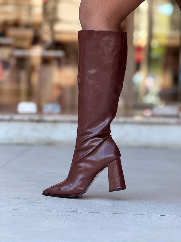 Bota Feminina Laís Marrom Cano Alto