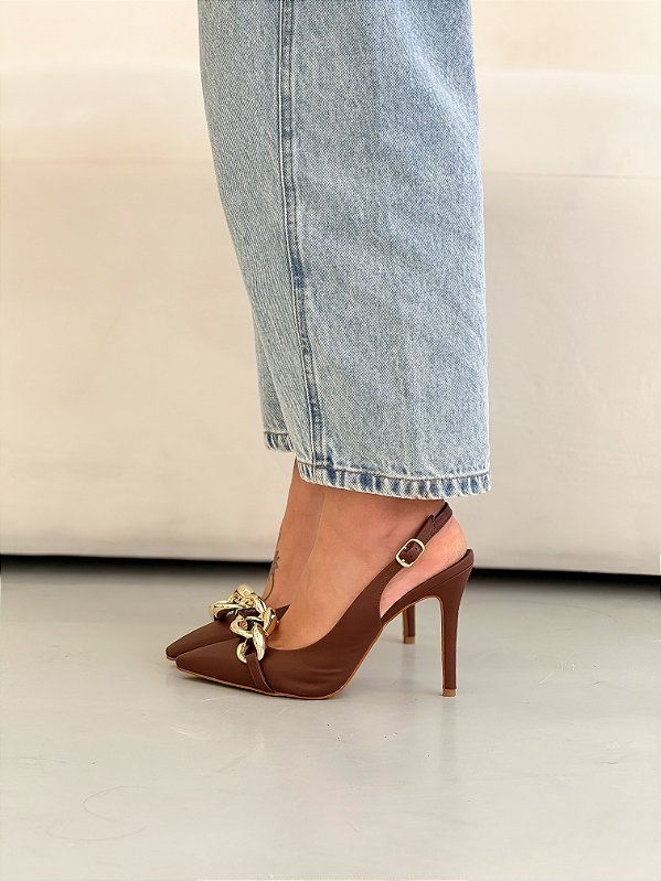 Slingback Feminino Athena Marrom