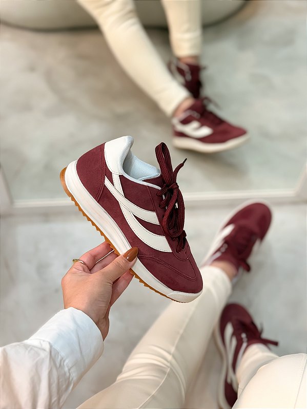 Tênis Feminino Luiza Marsala/Branco