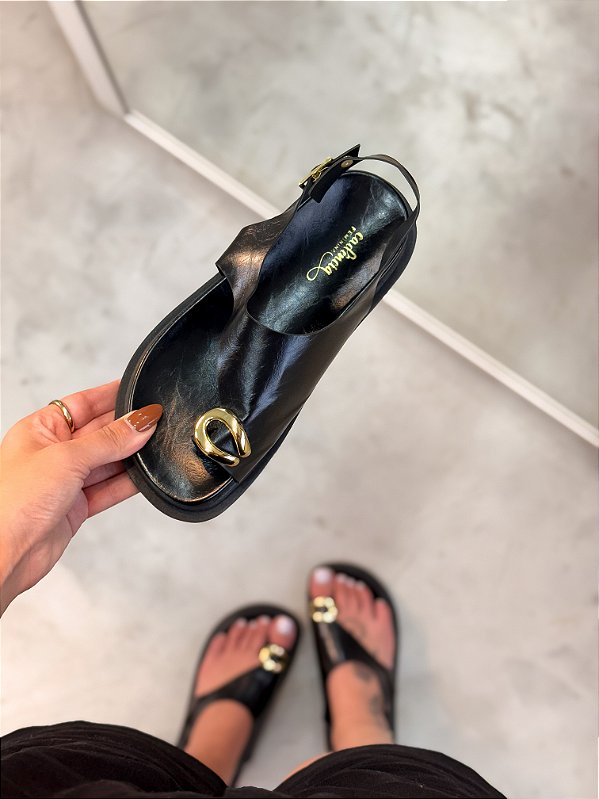 Papete Feminina Bianca Preta