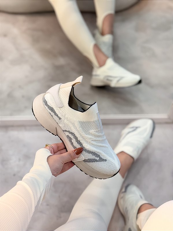 Tênis Feminino Lia em Meia Off-white