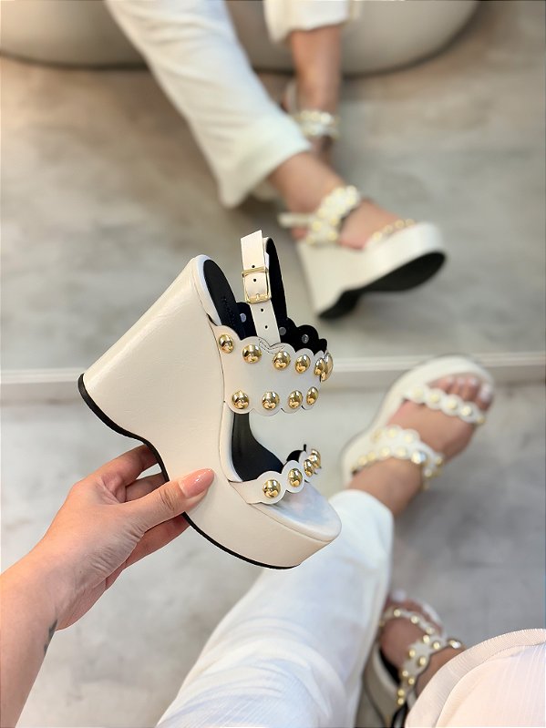 Anabela Feminina Sara Off-White