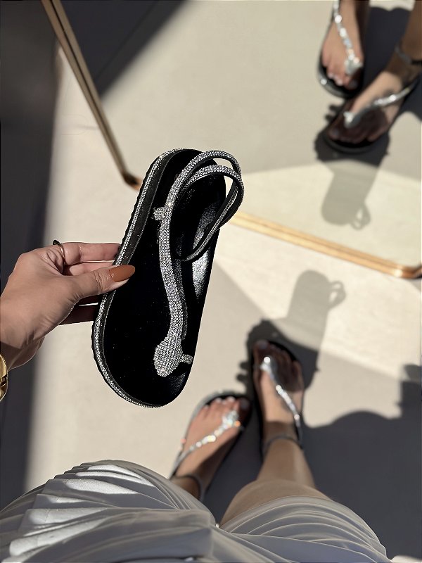 Papete Feminina Snake Preto