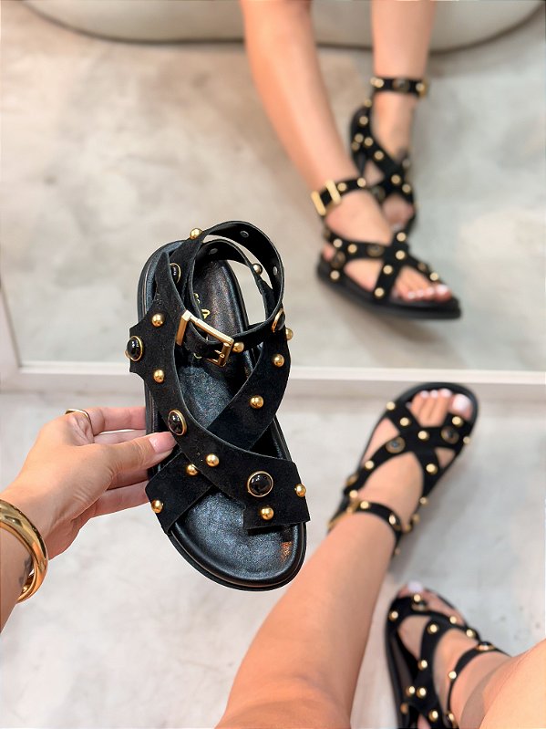 Papete Siena Preto Camurça em couro legítimo