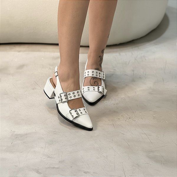 Slingback Feminino Betina Branco