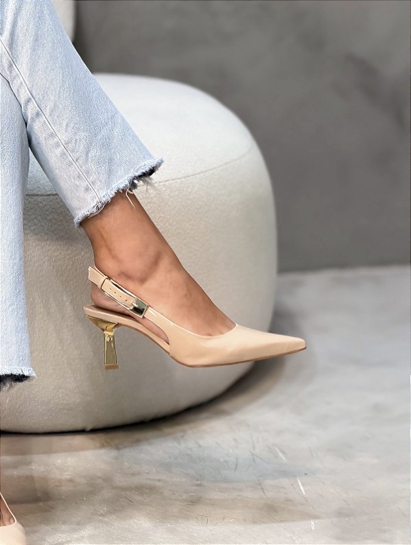 Slingback feminino Madison verniz Nude