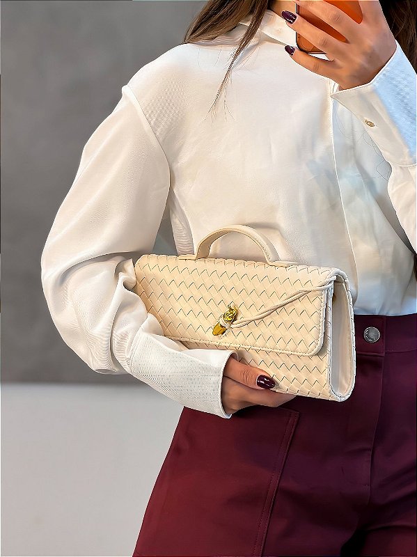 Bolsa Feminina trançada Victoria Off-white