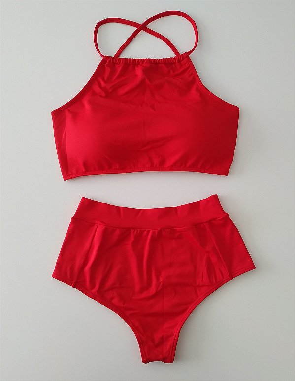 Biquíni cintura alta vermelho Clearance