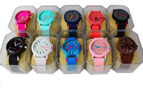 Kit 10 Relógios Femininos Colors Pulseira e Caixinha