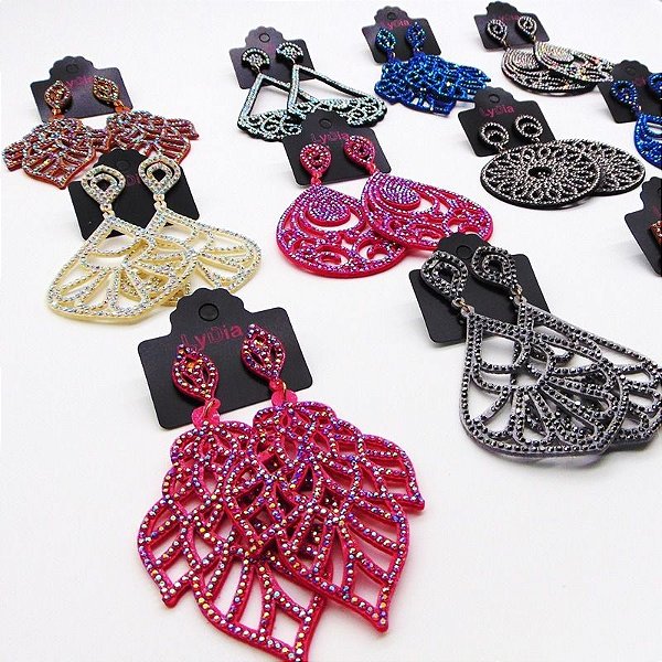 Kit 10 Maxxi Brincos Eva em Strass Super Luxo