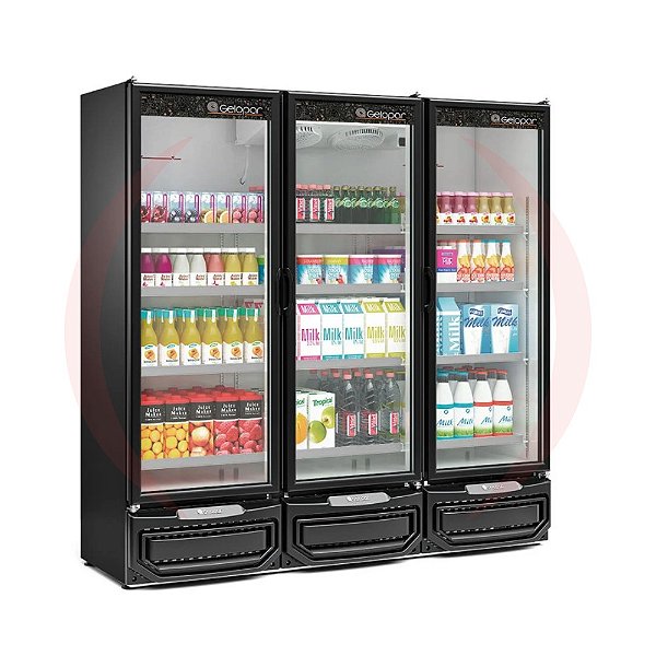 Refrigerador Vertical Conveniência 3 Portas GCVR 1450 PR 220v Gelopar