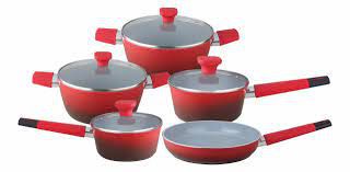 Jogo de Panelas Vermelha 5 Peças Cerâmica BAC-1  Baccani