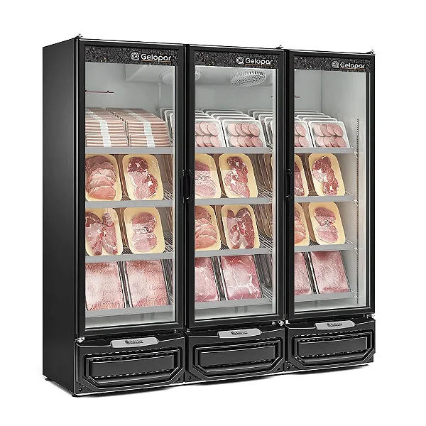 Refrigerador Vertical Conveniência 3 Portas GCBC-1450 PR PV 220v Gelopar