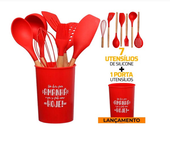 Utensílios de Cozinha de Silicone Jogo 8 Peças FXH-610 Hauskraft