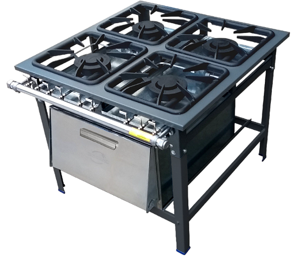 Fogão Industrial 4 Bocas P 9 Forno Baixa Pressão Metalnox