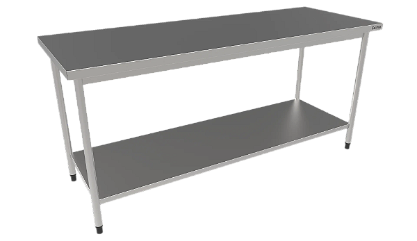 Mesa Aço Inox 430 1,50 C/Prateleira Lisa Sulfisa