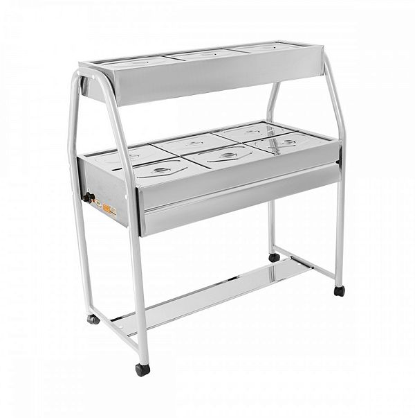 Carro termico Buffet Self Service Luxo 6 Cubas Duplo Cinza SSD06L 220v Ibet