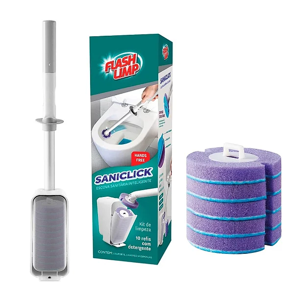 Escova Sanitária Cliche Limpe Descarte Sanclick com 10 Refis BAN2659 Flash Limp