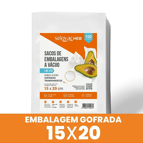 Sacos de Embalagens a Vácuo 15x20 LNS-GT1 100und Selovac Neo