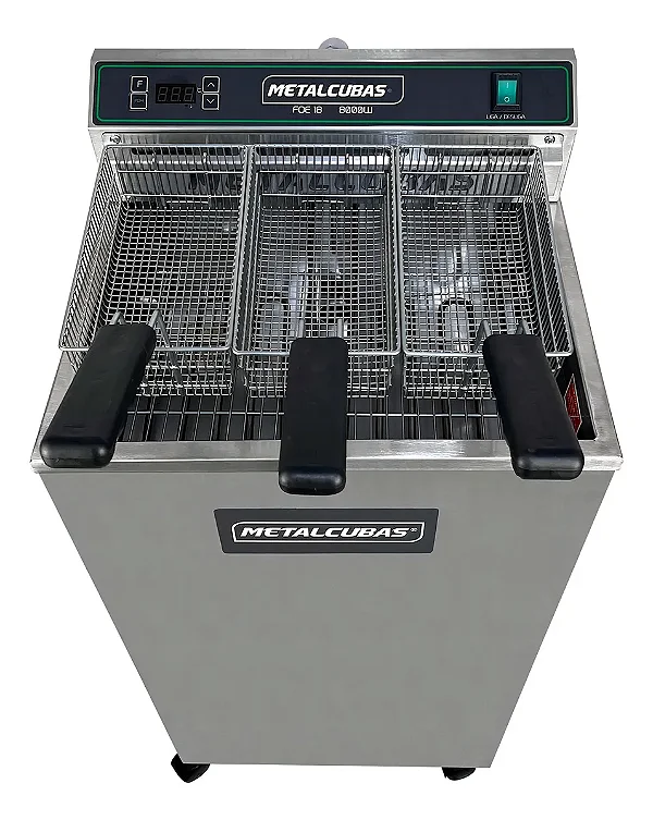 Fritador Zona Fria Gabinete Inox Escovado Comercial FOE18 8000w Metalcubas