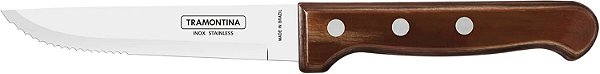 Faca para Churrasco Jumbo Lâmina Aço Inox e Cabo de Madeira Tratada Polywood Castanho 5" 21115095 Tramontina