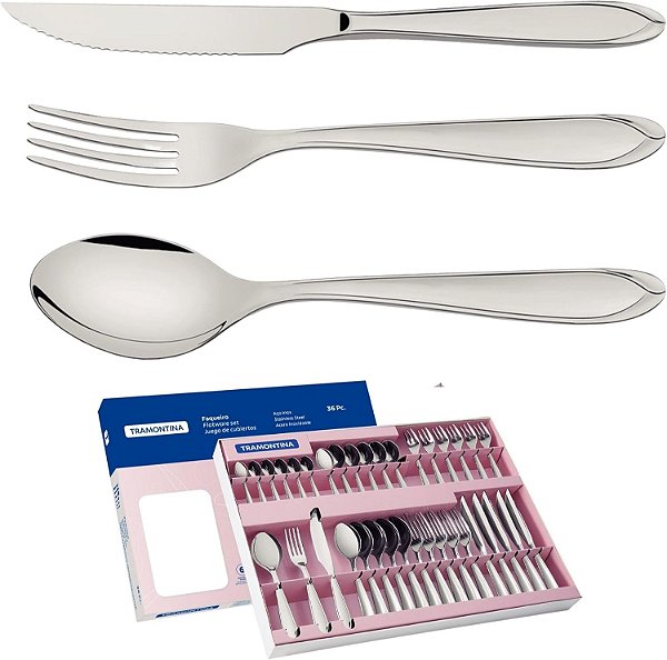 Faqueiro Laguna em Aço Inox com Facas para Churrasco Acabamento em Brilho 16 Peças 66906420 Tramontina