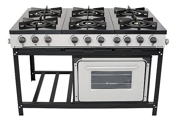 Fogão a Gás 6 Bocas e Forno Cinza Venâncio