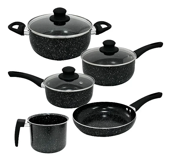 Conjunto de Panelas Cerâmica 5 Peças Berlim Preto PAN011PT Hauskraft