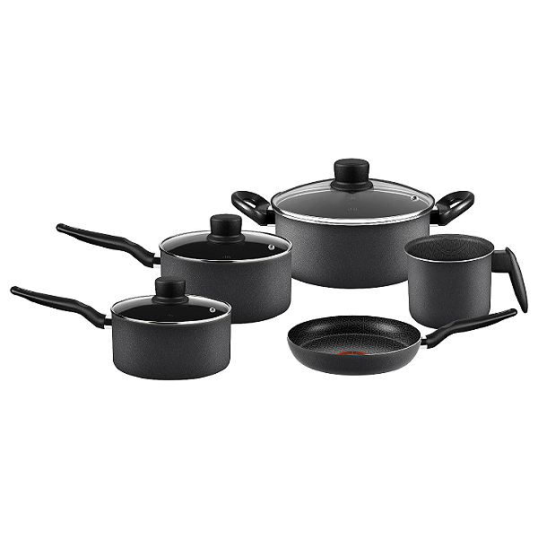 Conjunto de Panelas Antiaderente Preto 5 Peças Robusta Rochedo