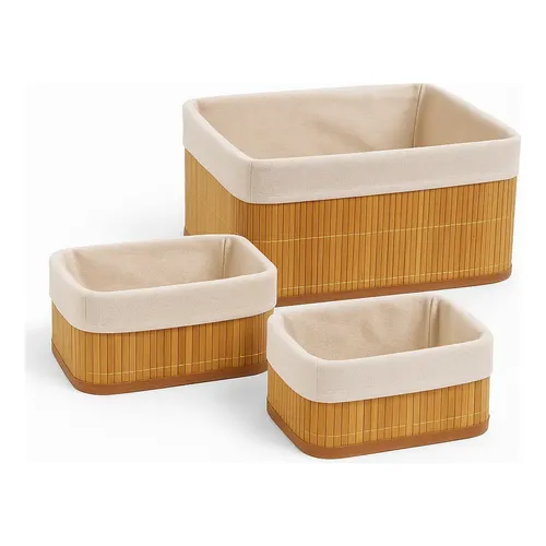 Kit Cesto Organizador Bambu Clink com 3 Peças