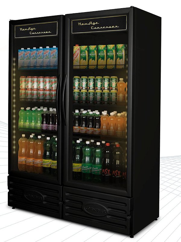 Expositor Vertical 2 Portas Erv-850 Preto New Age 220v Conservex