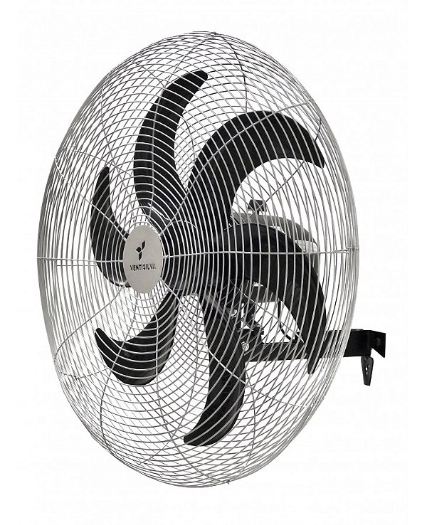 Ventilador de Parede 65 cm Preto com Grade Em Pintura Epóxi Cromada Ventisilva