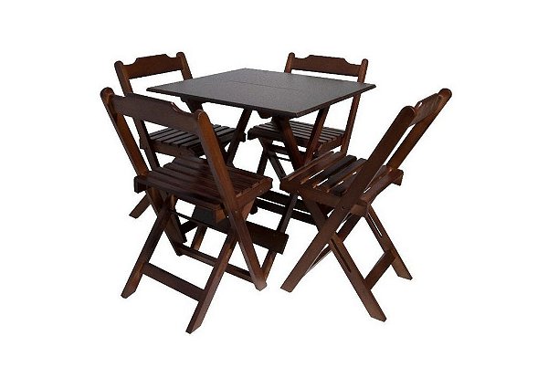 Jogo de Mesa Madeira Imbuia 70x70 c/4 cadeiras-Maplan