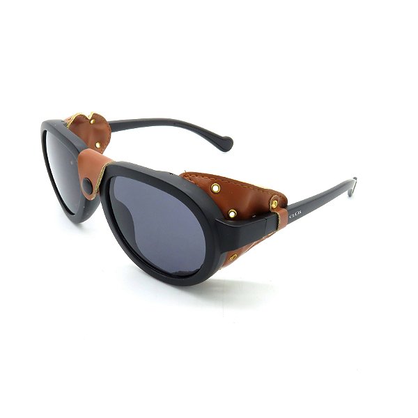 Óculos Prorider - Solar Preto com Lentes Preta Fumê com detalhe marrom - dr12