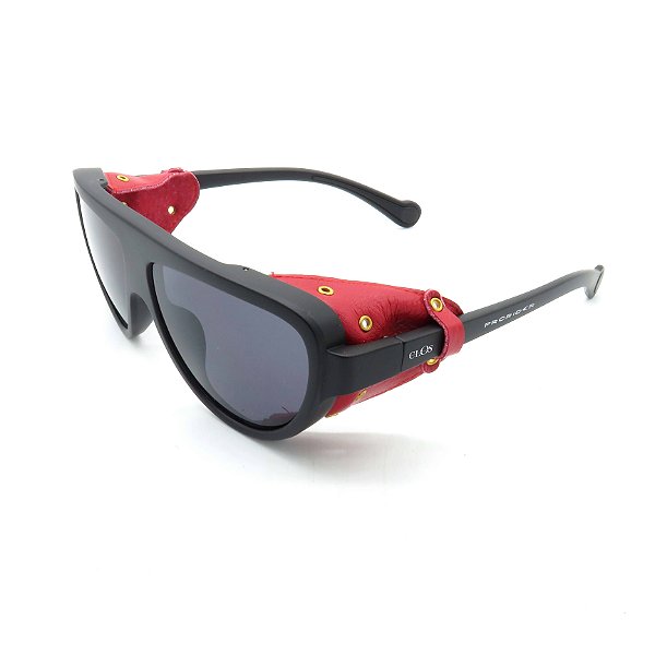 Óculos Prorider - Solar Preto com Lentes Preta Fumê com detalhe vermelho - po2