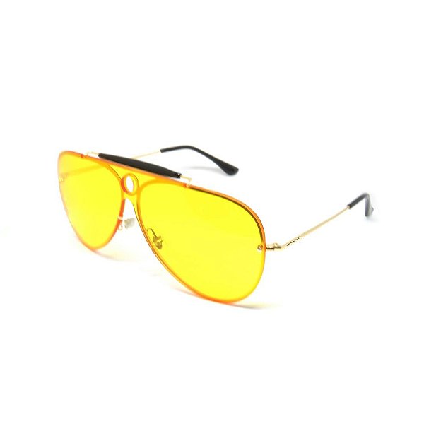 Óculos Dark Face Aviador Dourado Com Lente amarela -3561C3